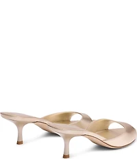 Stuart Weitzman Lexington 50 Metallic Leather Kitten Heel Pointed Toe Slide Sandals