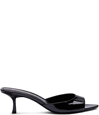 Stuart Weitzman Lexington 50 Patent Leather Kitten Heel Pointed Toe Slide Sandals