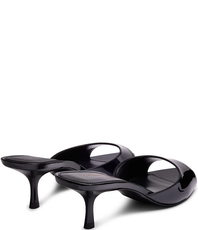 Stuart Weitzman Lexington 50 Patent Leather Kitten Heel Pointed Toe Slide Sandals