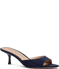 Stuart Weitzman Lexington 50 Moire Kitten Heel Pointed Toe Slide Sandals