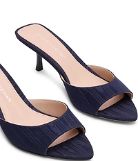 Stuart Weitzman Lexington 50 Moire Kitten Heel Pointed Toe Slide Sandals