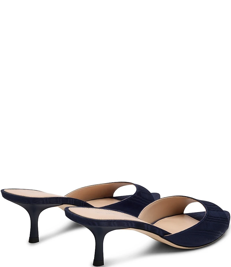 Stuart Weitzman Lexington 50 Moire Kitten Heel Pointed Toe Slide Sandals