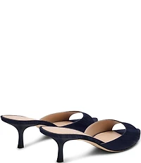 Stuart Weitzman Lexington 50 Moire Kitten Heel Pointed Toe Slide Sandals