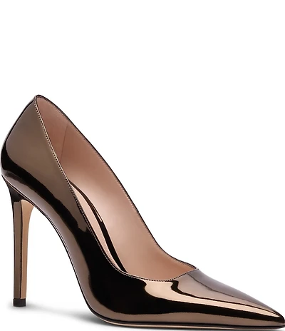 Stuart Weitzman Stuart Power 100 Patent Leather Pointed Toe Stiletto Pumps