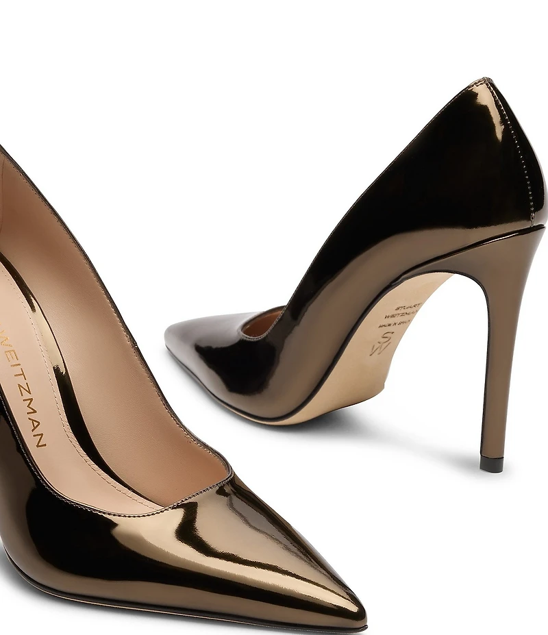 Stuart Weitzman Stuart Power 100 Patent Leather Pointed Toe Stiletto Pumps