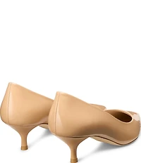 Stuart Weitzman Stuart Power 50 Patent Leather Pointed Toe Kitten Heel Pumps
