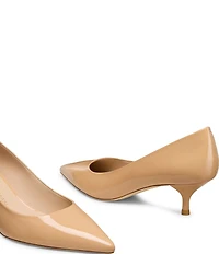 Stuart Weitzman Stuart Power 50 Patent Leather Pointed Toe Kitten Heel Pumps