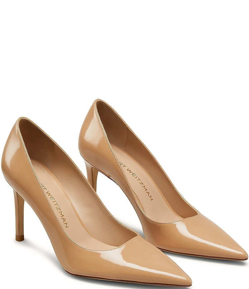 Stuart Weitzman Stuart Power 85 Patent Leather Pointed Toe Stiletto Pumps