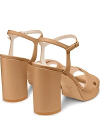 Stuart Weitzman Dayna 110 Leather Platform Block Heel Ankle Strap Sandals