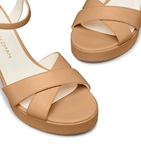 Stuart Weitzman Dayna 110 Leather Platform Block Heel Ankle Strap Sandals