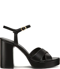 Stuart Weitzman Dayna 110 Leather Platform Block Heel Ankle Strap Sandals