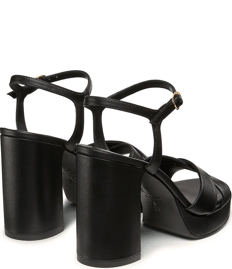 Stuart Weitzman Dayna 110 Leather Platform Block Heel Ankle Strap Sandals