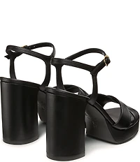 Stuart Weitzman Dayna 110 Leather Platform Block Heel Ankle Strap Sandals