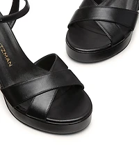 Stuart Weitzman Dayna 110 Leather Platform Block Heel Ankle Strap Sandals