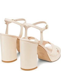 Stuart Weitzman Dayna 110 Leather Platform Block Heel Ankle Strap Sandals