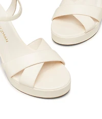 Stuart Weitzman Dayna 110 Leather Platform Block Heel Ankle Strap Sandals