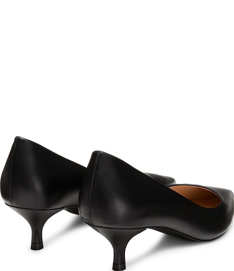 Stuart Weitzman Women's Stuart Power 50 Leather Pointed Toe Kitten Heel Pumps