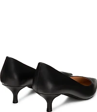 Stuart Weitzman Women's Stuart Power 50 Leather Pointed Toe Kitten Heel Pumps