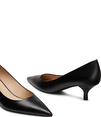 Stuart Weitzman Women's Stuart Power 50 Leather Pointed Toe Kitten Heel Pumps