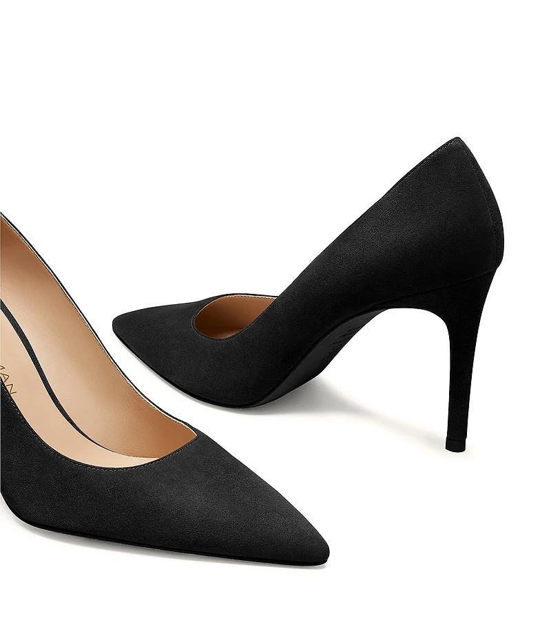 Stuart Weitzman Women's Stuart Power 85 Suede Pointed Toe Pumps
