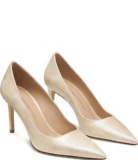 Stuart Weitzman Women's Stuart Power 85 Tortoise Print Patent Leather Pointed Toe Pumps