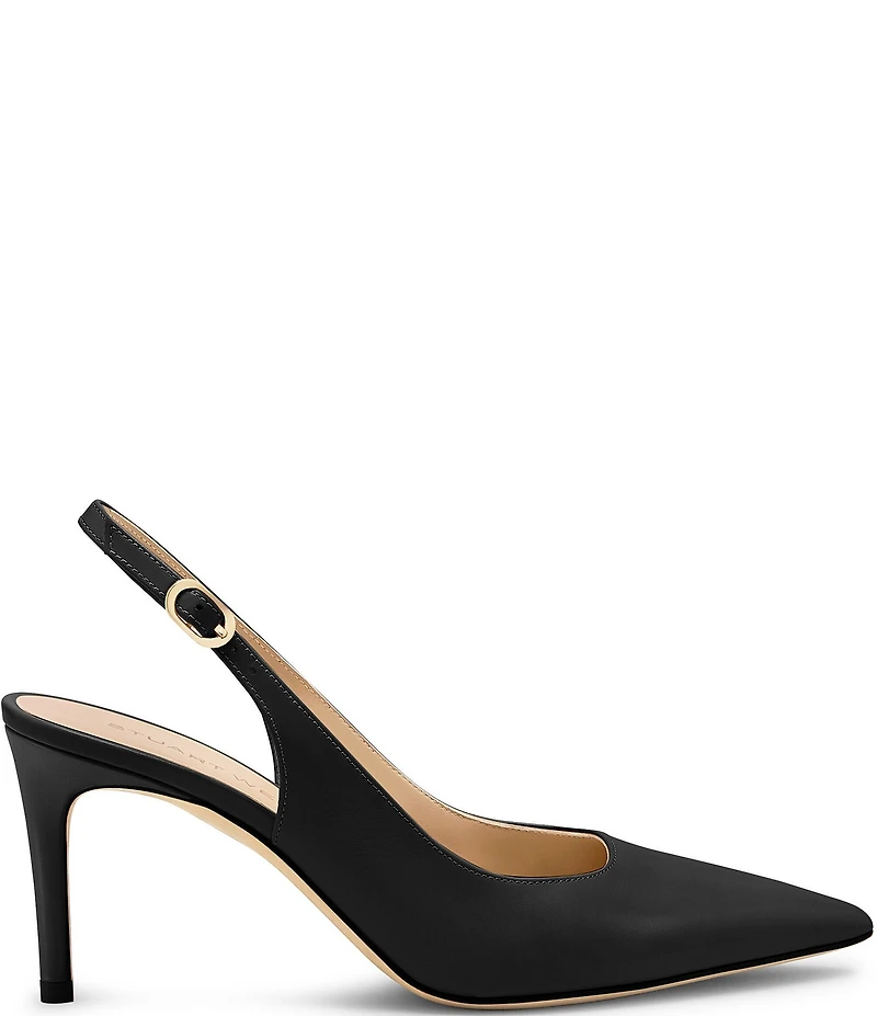 Stuart Weitzman Women's Stuart Power Slingback 75 Leather Pointed Toe Pumps