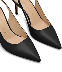 Stuart Weitzman Women's Stuart Power Slingback 75 Leather Pointed Toe Pumps