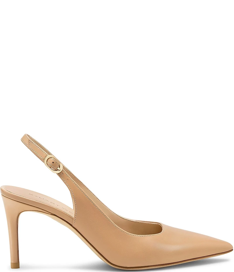 Stuart Weitzman Women's Stuart Power Slingback 75 Leather Pointed Toe Pumps