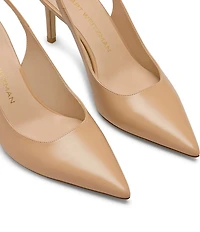 Stuart Weitzman Women's Stuart Power Slingback 75 Leather Pointed Toe Pumps