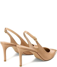 Stuart Weitzman Women's Stuart Power Slingback 75 Patent Leather Pointed Toe Pumps