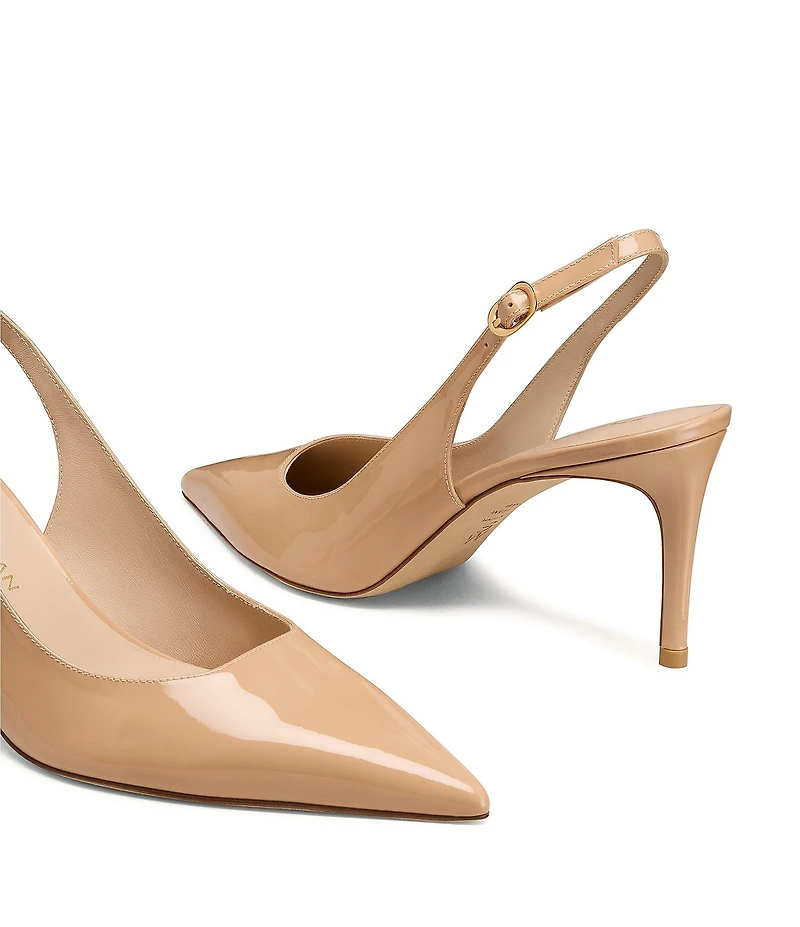Stuart Weitzman Women's Stuart Power Slingback 75 Patent Leather Pointed Toe Pumps