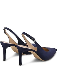 Stuart Weitzman Women's Stuart Power Slingback 75 Suede Pointed Toe Pumps