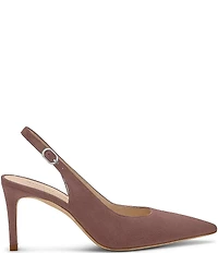 Stuart Weitzman Women's Stuart Power Slingback 75 Suede Pointed Toe Pumps
