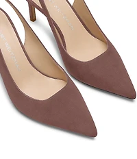 Stuart Weitzman Women's Stuart Power Slingback 75 Suede Pointed Toe Pumps