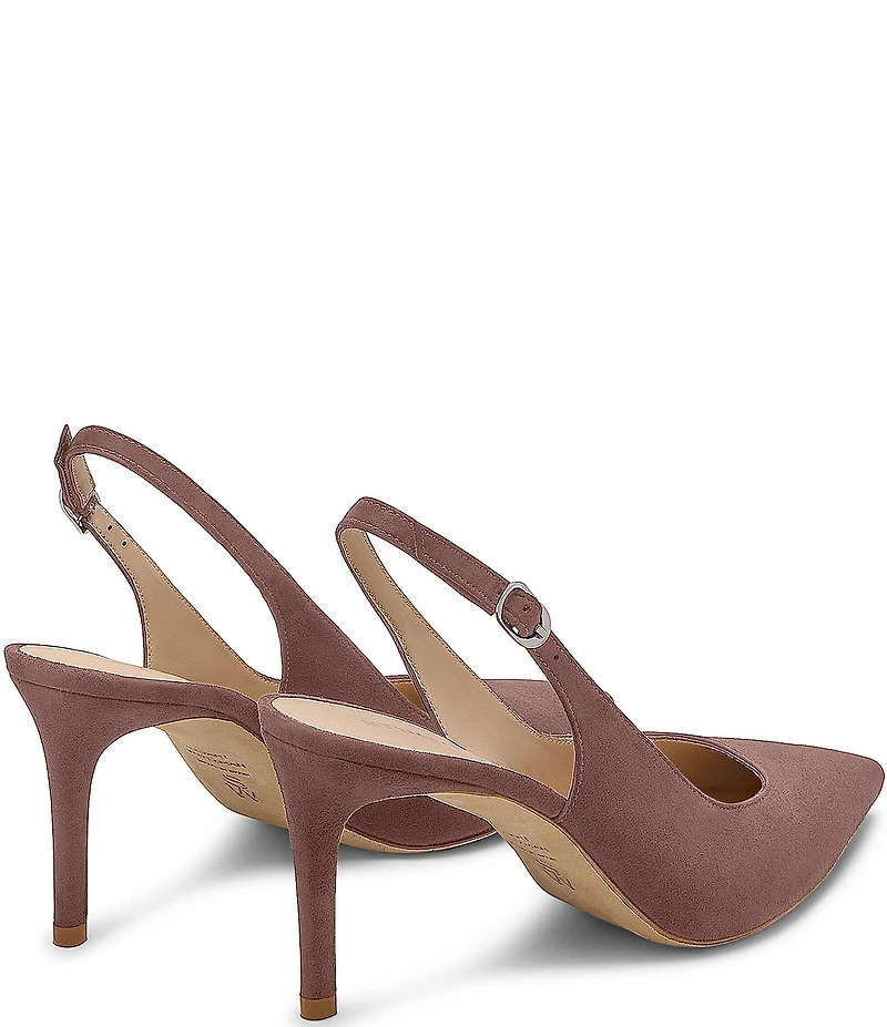 Stuart Weitzman Women's Stuart Power Slingback 75 Suede Pointed Toe Pumps