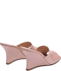 Stuart Weitzman Vinnie 85 Pearlized Patent Leather Wedge Square Toe Slides