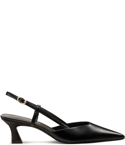 Stuart Weitzman Women's Vinnie Slingback 50 Leather Pointed Toe Pumps