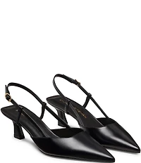 Stuart Weitzman Women's Vinnie Slingback 50 Leather Pointed Toe Pumps