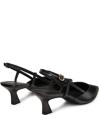 Stuart Weitzman Women's Vinnie Slingback 50 Leather Pointed Toe Pumps