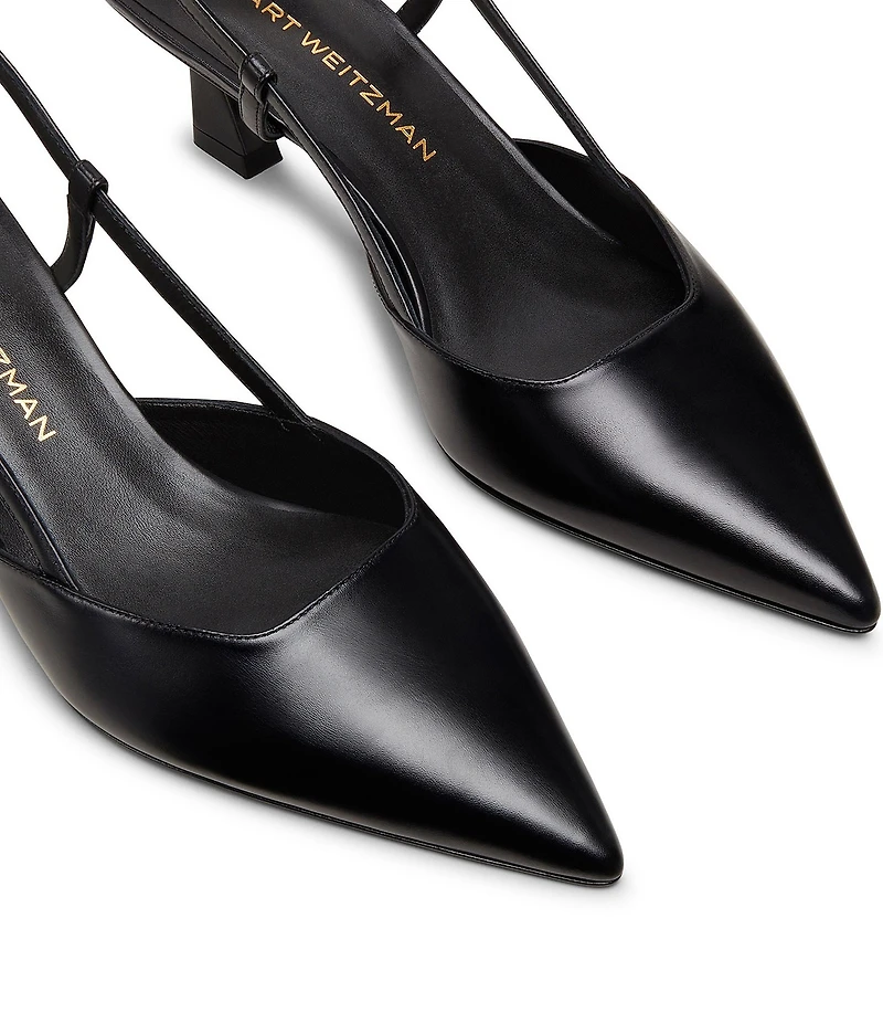 Stuart Weitzman Women's Vinnie Slingback 50 Leather Pointed Toe Pumps