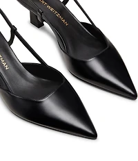 Stuart Weitzman Women's Vinnie Slingback 50 Leather Pointed Toe Pumps