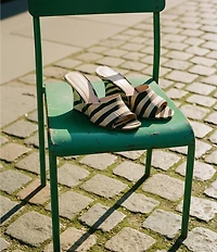 Stuart Weitzman Vinnie 85 Zebra Print Moire Wedge Square Toe Dress Slides