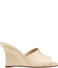 Stuart Weitzman Vinnie 85 Patent Leather Square Toe Wedge Slides