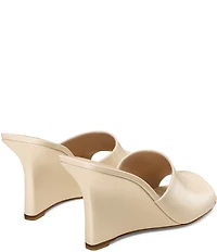 Stuart Weitzman Vinnie 85 Patent Leather Square Toe Wedge Slides