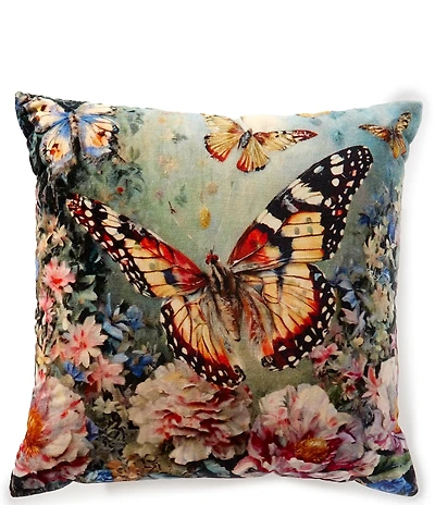 Studio D Butterfly Cotton Velvet Decorative Square Pillow