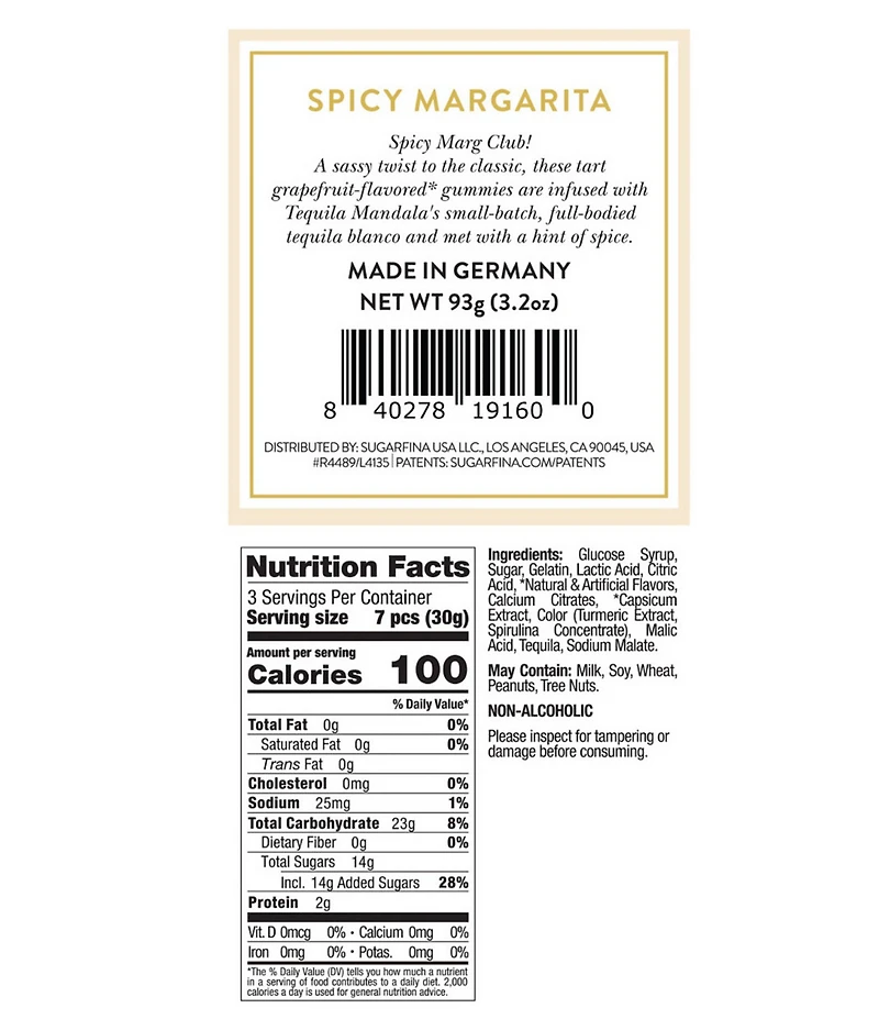Sugarfina Spicy Margarita Tequila Infused Cube Kit, Set of 4