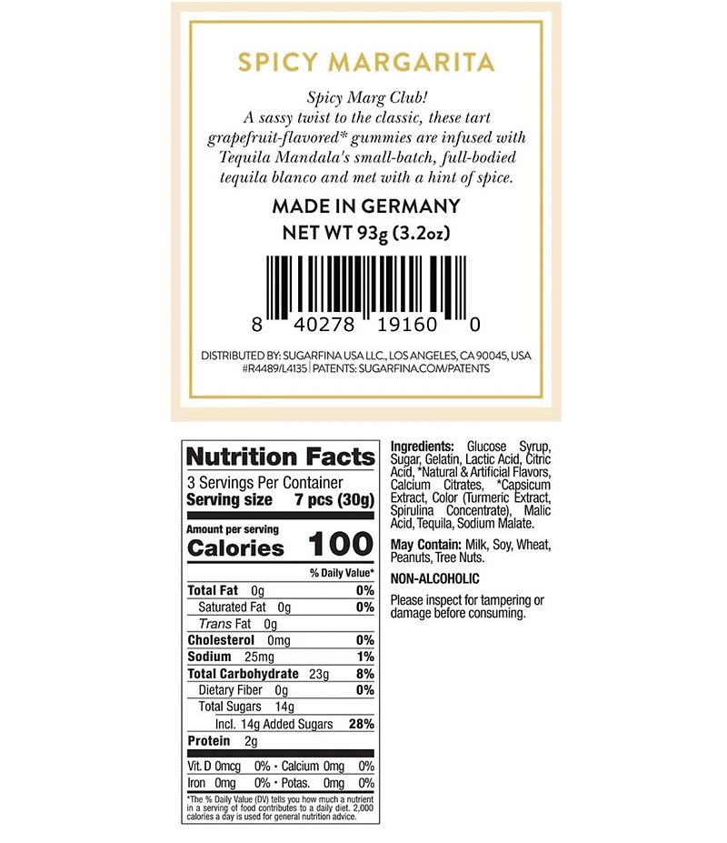 Sugarfina Spicy Margarita Tequila Infused Cube Kit, Set of 4