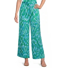 Sugarlips Abstract Print Jacey High-Rise Wide Leg Coordinating Satin Pants