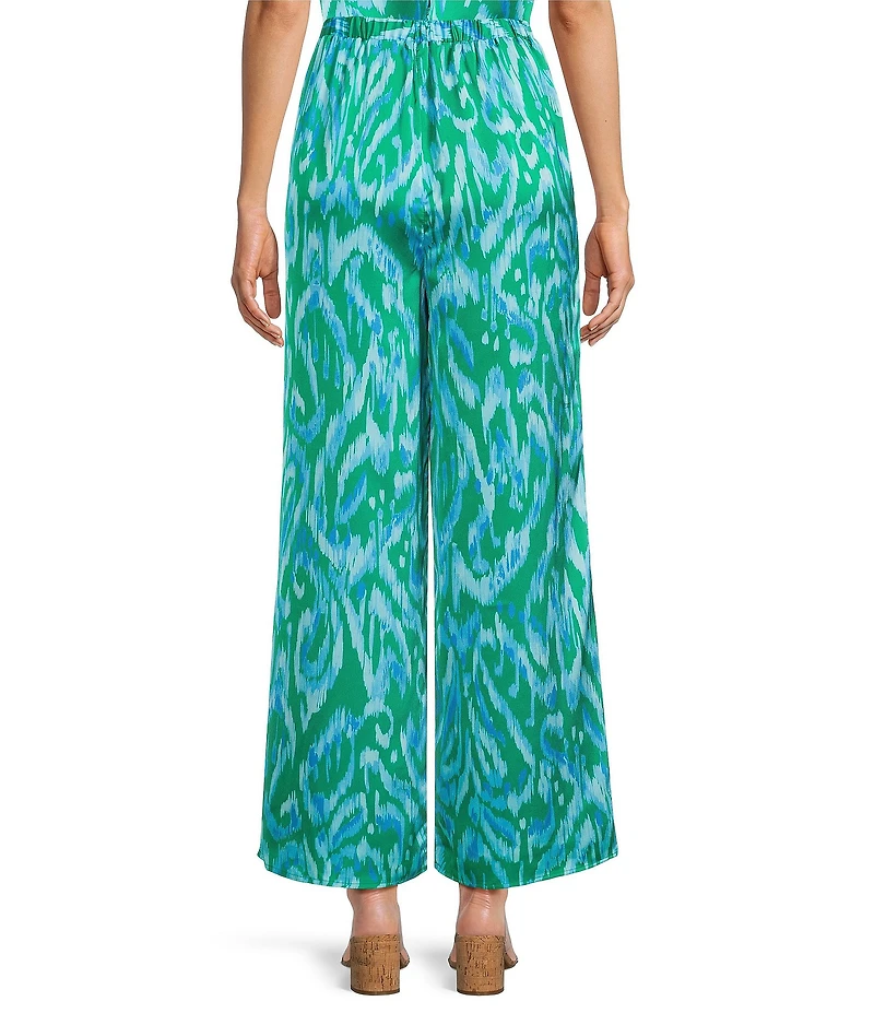Sugarlips Abstract Print Jacey High-Rise Wide Leg Coordinating Satin Pants