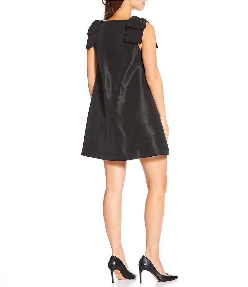 Sugarlips Alani Structured Taffeta V-Neck Bow Shoulder Trapeze Shift Dress